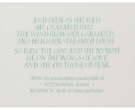 § IAN HAMILTON FINLAY (SCOTTISH 1925-2006)  AND EVEN AS SHE FLED I... (IN COLLABORATION WITH JOHN NASH)  1987, lithograph  an