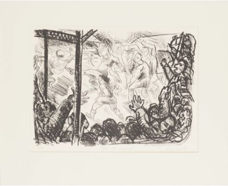 § PETER HOWSON O.B.E. (SCOTTISH B. 1958)  THE BIG MATCH  Signed, titled, dated '89 and numbered 6/30 in pencil to margin, lit