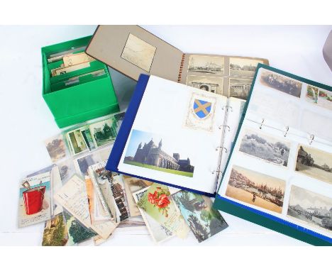 A large collection of early to mid 20th century post cards some WW2 and later to include Ypres Leper and the Menin Gate, Clot