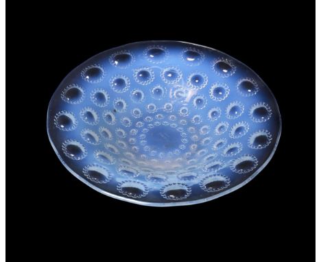 LALIQUE, RENE LALIQUE, ASTERS, AN OPALESCENT GLASS SHALLOW DISHSECOND QUARTER 20TH CENTURYMarked R LALIQUE, FRANCE to the und