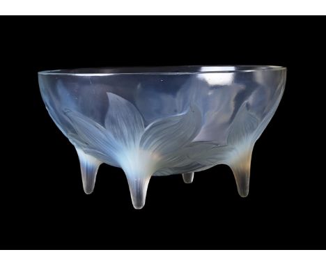 LALIQUE, RENE LALIQUE, LYS, AN OPALESCENT GLASS BOWLSECOND QUARTER 20TH CENTURYThe bowl above lily pattern stems and spreadin