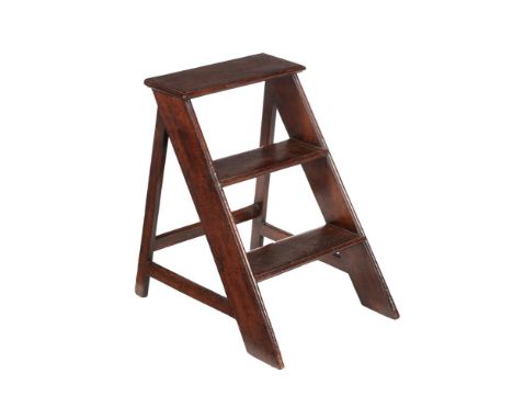A FLIGHT OF THREE MAHOGANY STEPSLATE 18TH CENTURY56cm highCondition Report: These are sold purely as a decorative item of fur