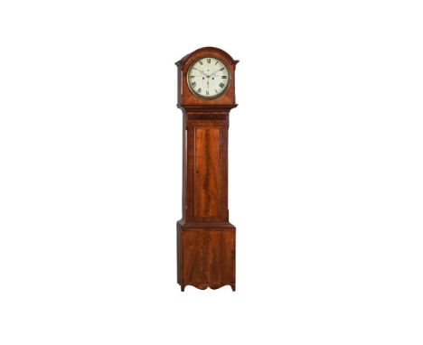 A SCOTTISH MAHOGANY LONGCASE CLOCK, URQUART, PERTHCIRCA 1820With painted circular 14 inch Roman numeral dial with subsidiary 