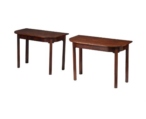 A PAIR OF GEORGE III MAHOGANY CONSOLE TABLESLATE 18TH CENTURYPreviously ends of a dining table73cm high, 109cm wide, 53cm dee