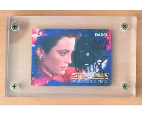 Star Trek: Deep Space Nine, Nana Visitor presented  Hand signed  Official Star Trek trading card. Signed as she plays Kira Ne