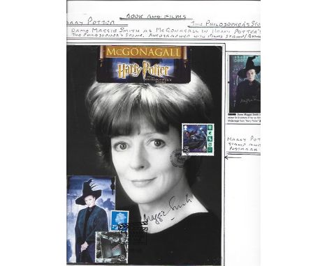 Harry Potter, Maggie Smith 10x11 signature piece featuring collection of Harry Potter items affixed to card including a signe