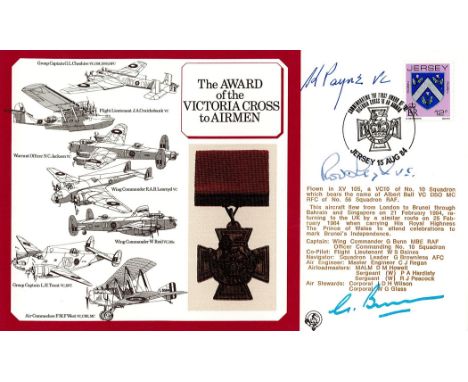 WW2 Keith Payne VC and Rod Learoyd VC Signed The Award of the Victoria Cross to Airmen FDC. Also Signed by G Bunn MBE. 12p Je