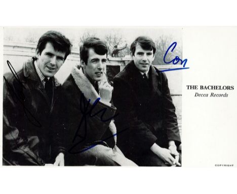 Irish Pop Band The Batchelors Personally Signed 6x3.5 Black and White Decca Records Photo. Personally Signed by Conleth and D