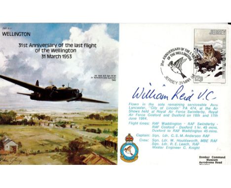 WW2 Flt Lt William Reid VC Signed 31st Anniversary of the last flight of the Wellington 31st March 1953 RAF B21 FDC. Signed i