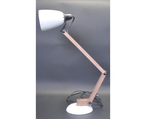 A vintage retro mid 20th century Mac Lamp by Terence Conran. The lamp with faux wooden adjustable arm set with white terraced