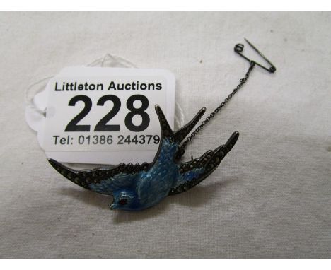 1930'S silver &amp; enamel marcasite bird brooch