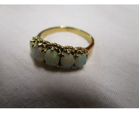Gold 5 stone opal ring