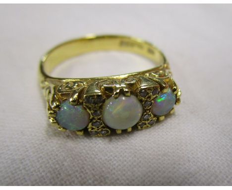 18ct gold opal &amp; diamond ring