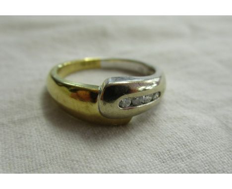 18ct two tone gold designer channel set diamond ring