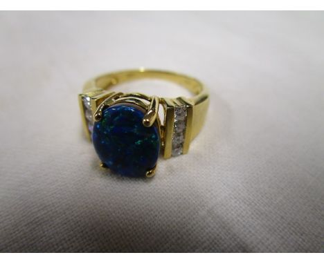 14ct gold opal &amp; diamond ring