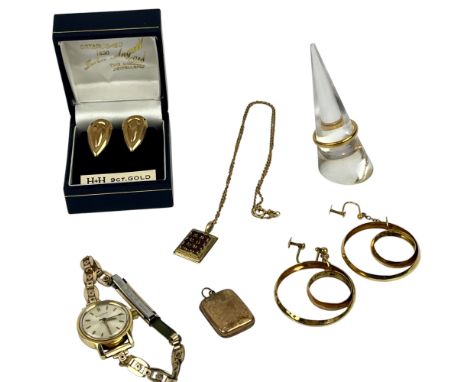 Collection Of Jewellery, comprising 22ct gold wedding ring , British hallmarked, approx. 3.70 grams, two pairs of 9ct gold ea