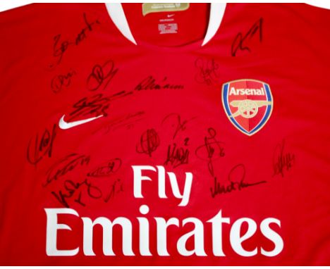Arsenal signed Football Shirt , together with a Arsenal Football Club card showing the 2006/2007 first team squad and there s