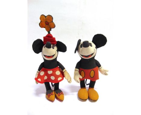 [WALT DISNEY INTEREST]. AN ANNE WILKINSON DESIGNS MICKEY &amp; MINNIE MOUSE  circa 1980, of printed cotton, each approximatel