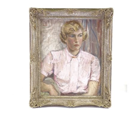Mid-20th century oil on canvas, portrait of a woman, unsigned, 20" x 16", framed 