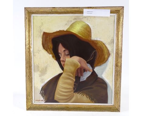 Julian Strauch, oil on board, portrait, signed, 21" x 19", framedGood condition 