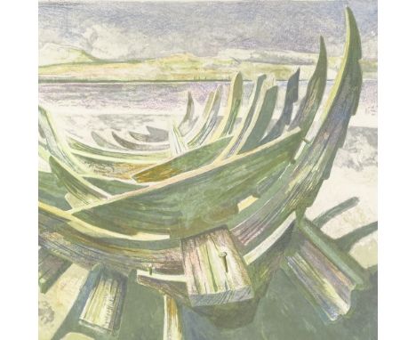Sophie MacPherson, colour lithograph, skeleton, Gruinard Bay, signed in pencil, no. 8/50, image 13.5" x 18", framedGood condi