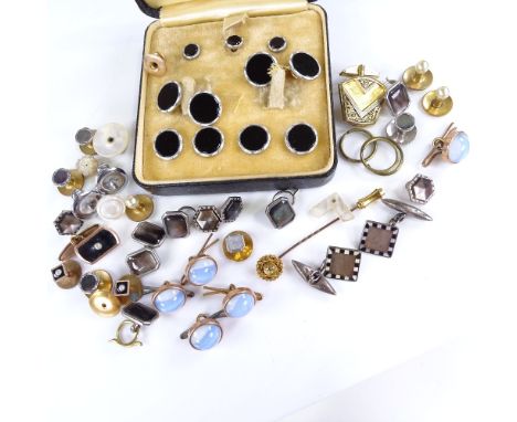 Various Vintage dress studs and cufflinks, including 15ct gold stickpin, 15ct dress studLot sold as seen unless specific item