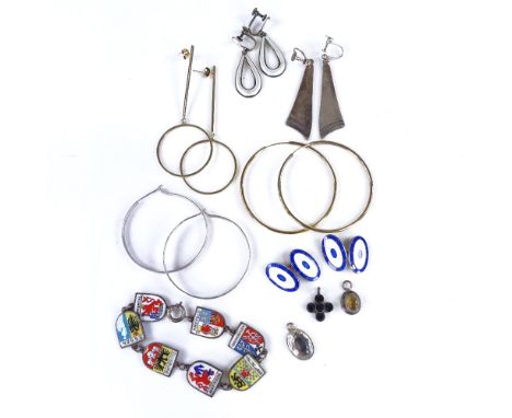 Various jewellery, including silver and enamel cufflinks, stylised enamel earrings, enamel bracelet etcLot sold as seen unles