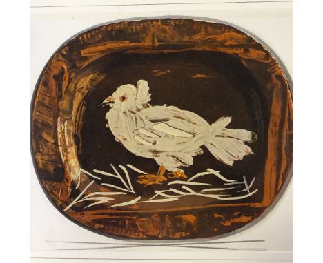 Pablo Picasso, 1940s mixed media lithograph, design for a ceramic dish, image 9.5" x 11.5", mounted 
