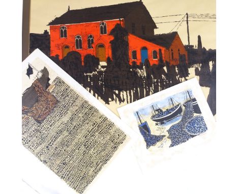 Robert Tavener, colour lithograph, pebble beach, signed in pencil, artist's proof, sheet size 18.5" x 11.5", unframed, togeth