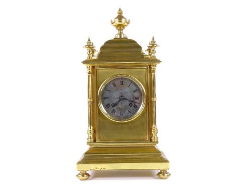 A 19th century French gilt-bronze 8-day mantel clock, by Leroy & Fils of Paris, steel dial with painted Roman numeral hour ma