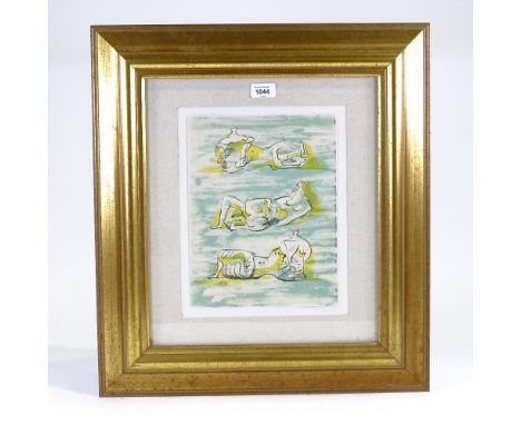 Henry Moore, proof lithograph, Figures Allongees, 1971, published for XXE Siecle, sheet size 12" x 9", framedVery good condit