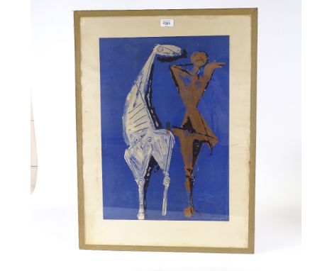 Marino Marini, lithograph, horse and acrobat, signed and dated 1955 in the plate, image 22" x 15", unframedSlight paper disco
