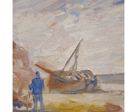 Ronald Ossory Dunlop (1894 - 1973), oil on board, coastal scene, signed, 10" x 15", framedGood condition 