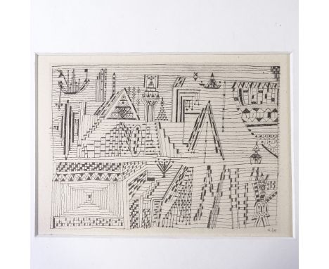 Paul Klee, lithograph, abstract, 1946, image 5.5" x 7.5", mounted 