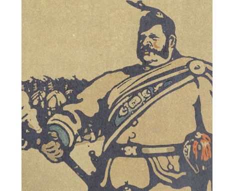 William Nicholson, lithograph, military drum major, image 10" x 9", mountedGood condition 