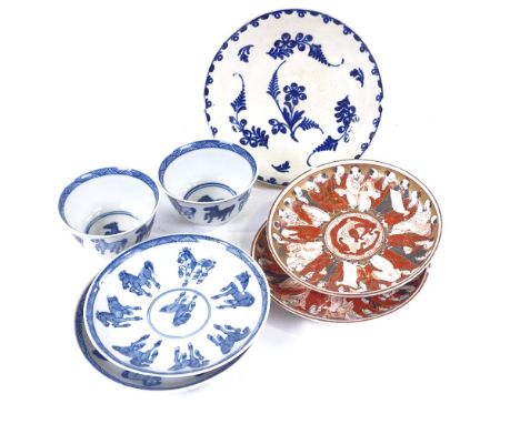 7 various Chinese bowls and saucers 