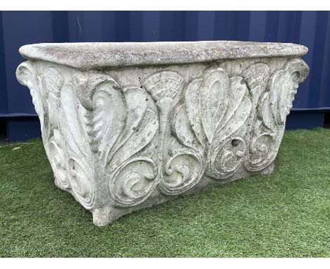 Large white finish composite stone garden planter, decorated with scrolling anthemion motifsDimensions: Height:&nbsp;48cm&nbs