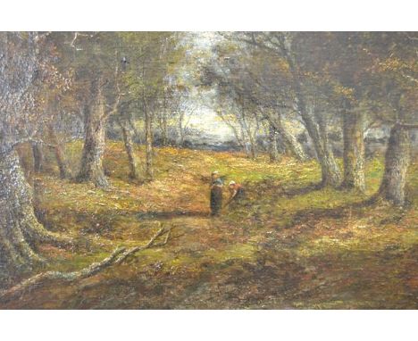 Joseph Thors (1835-1920) - The Wood Gatherers - 47x69cm oil on canvas, signed lower middle left, in gilt frame, canvas marked