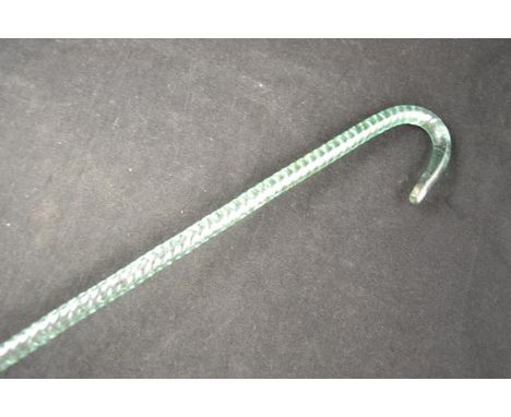 A Nailsea style spiral glass walking stick in pale green - L119cmCONDITION REPORTbase of walking stick damaged