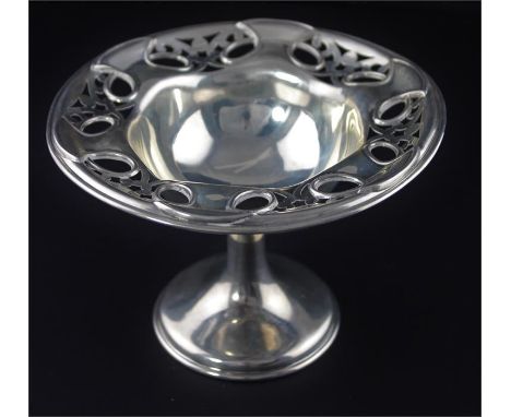 An Art Nouveau small silver tazza, by William Hair Haseler, Birmingham 1909, of circular form, having hemi-spherical well wit