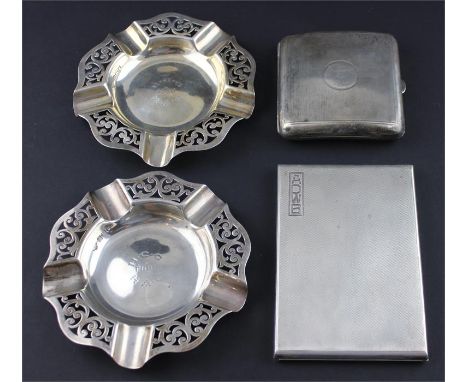 A silver cigarette case, by Goldsmiths &amp; Silversmiths Co Ltd, London, 1936, of rectangular form with bevelled edges, engi