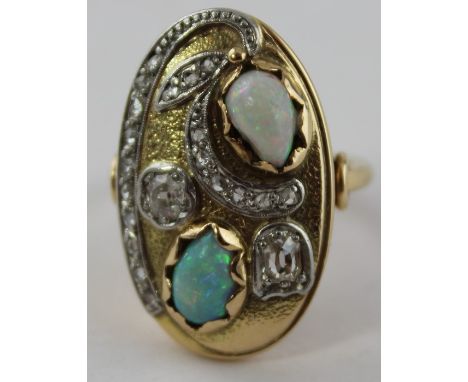 ***REOFFER IN&nbsp;DERBY BARGAIN HUNT SALE&nbsp;NOVEMBER A&amp;C £300-£400***&nbsp;A 14ct. yellow gold, diamond and opal dres