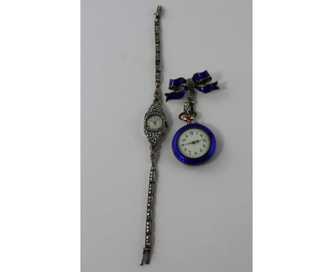 ***REOFFER IN&nbsp;DERBY BARGAIN HUNT SALE&nbsp;NOVEMBER A&amp;C £60-£80***&nbsp;A silver and blue enamel nurses fob watch, m