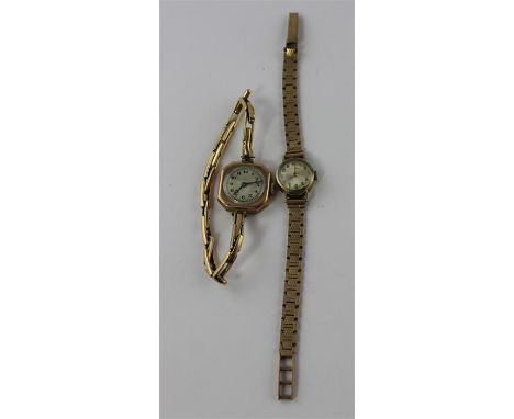 A Rodania 9ct. gold ladies bracelet watch, manual movement, having silvered Arabic numeral dial, case impressed "9ct" and "37