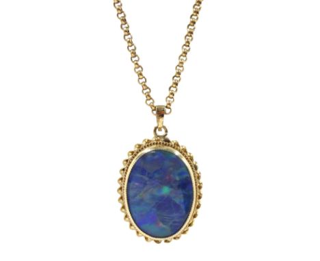 9ct gold oval opal triplet pendant necklace, hallmarked