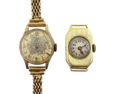 Omega ladies manual wind 9ct gold bracelet wristwatch, hallmarked and an 18ct gold ladies manual wind wristwatch, stamped