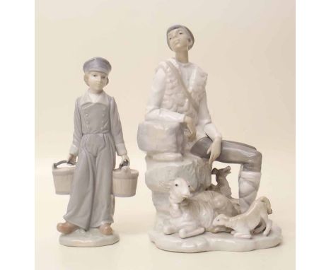 Two Lladro figures, goat herdsman and milk. Condition report: see terms and conditions.