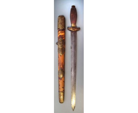 Oriental short sword with tortoiseshell scabbard Condition report: see terms and conditions.