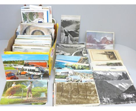 Postcards; a box of postcards, vintage to modern 