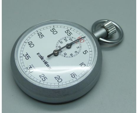 An Action Timer stop-watch, the back marked 2.P.O., L.D.B.76 